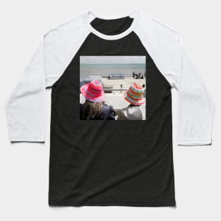 Lyme Regis, Hats at the seaside watching waves Baseball T-Shirt